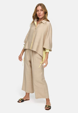 Bluse in Viskose-Crepe | Beige
