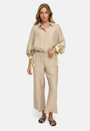 Bluse in Viskose-Crepe | Beige