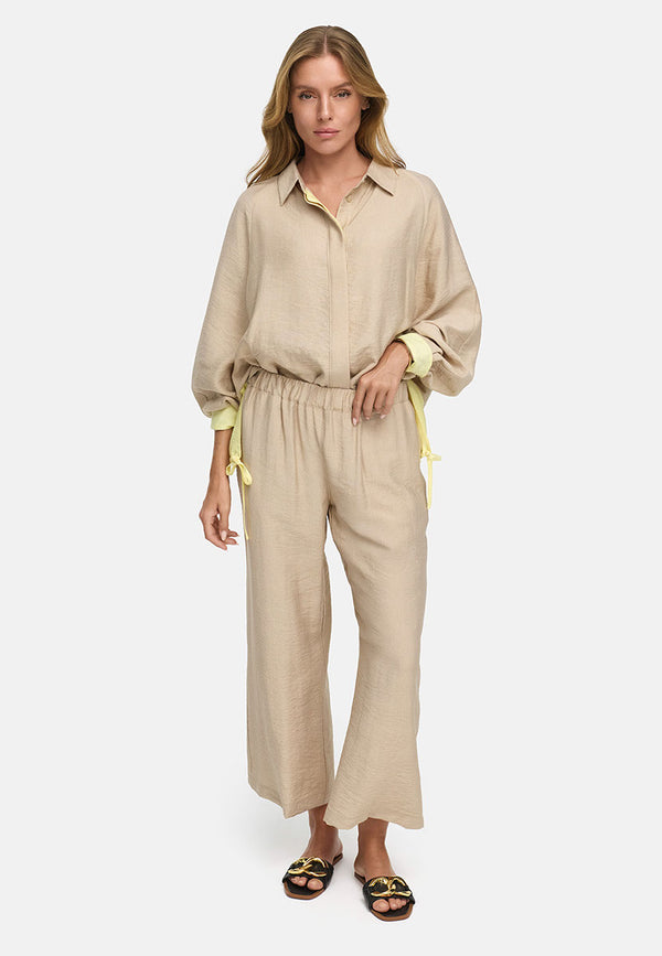 Bluse in Viskose-Crepe | Beige