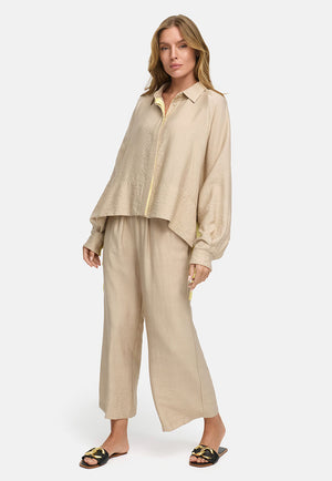 Bluse in Viskose-Crepe | Beige