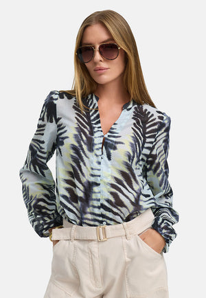Bluse in Cotton Voile mit Print | Palm leaves