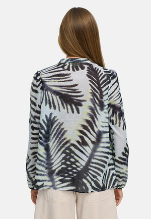 Bluse in Cotton Voile mit Print | Palm leaves