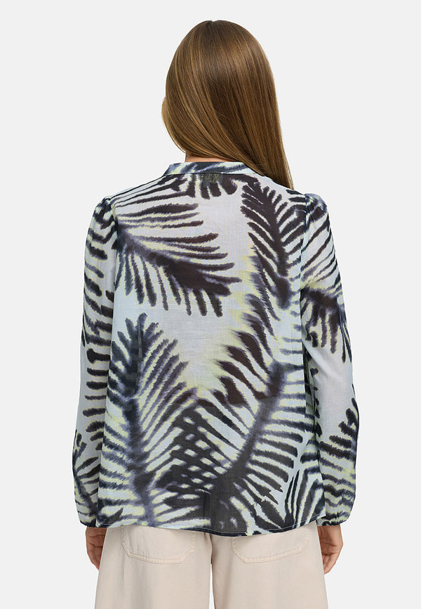 Bluse in Cotton Voile mit Print | Palm leaves