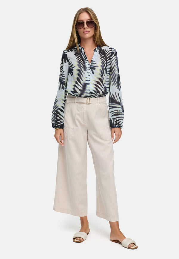 Bluse in Cotton Voile mit Print | Palm leaves