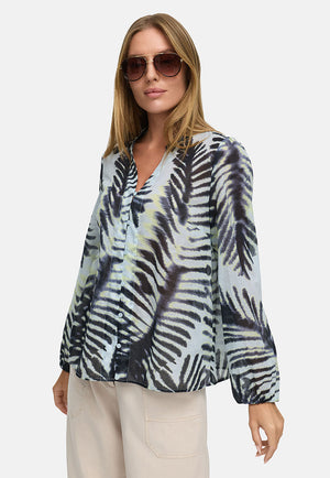 Bluse in Cotton Voile mit Print | Palm leaves