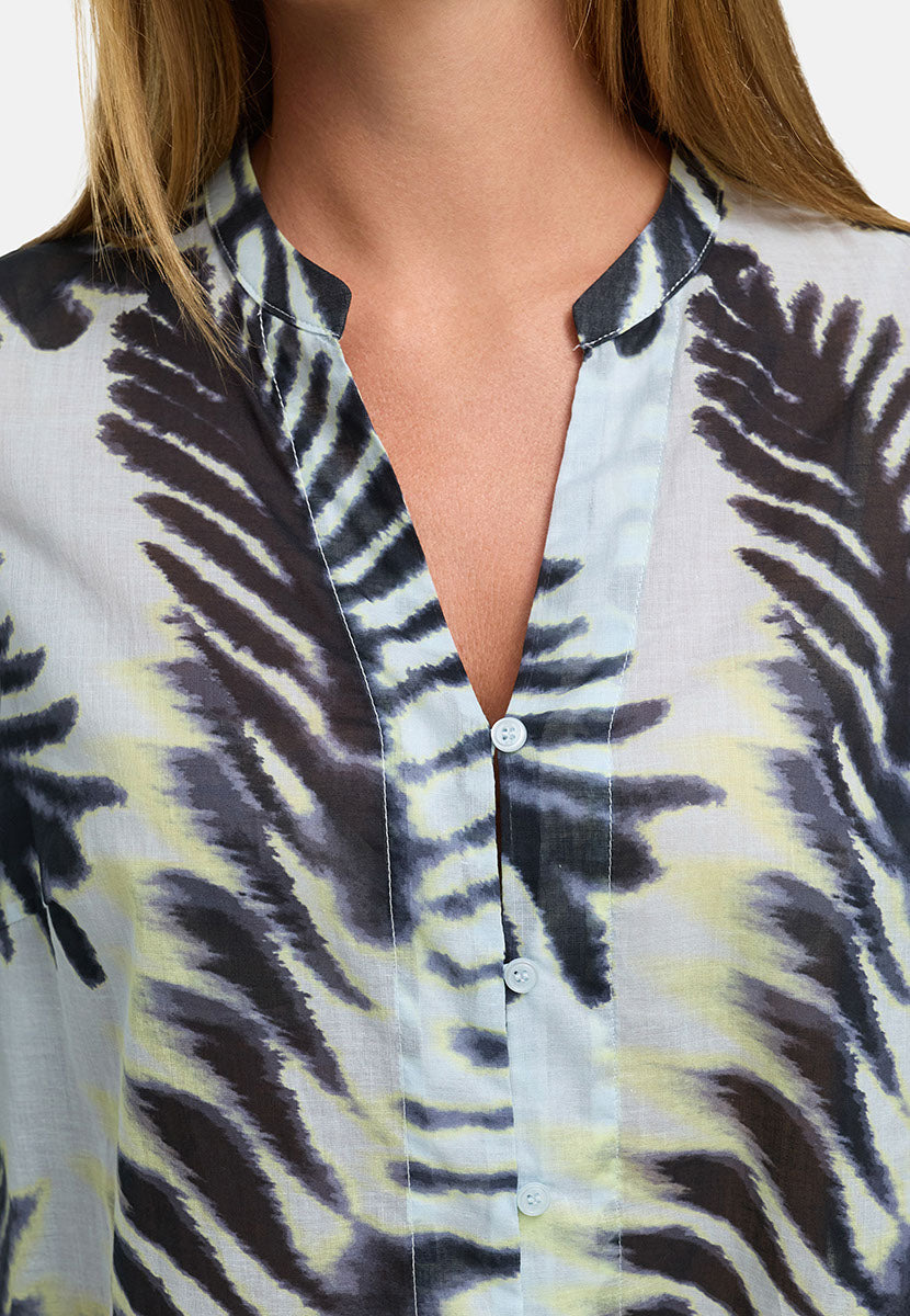 Bluse in Cotton Voile mit Print | Palm leaves