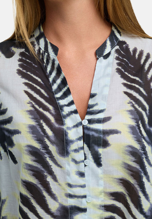 Bluse in Cotton Voile mit Print | Palm leaves