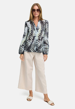Bluse in Cotton Voile mit Print | Palm leaves