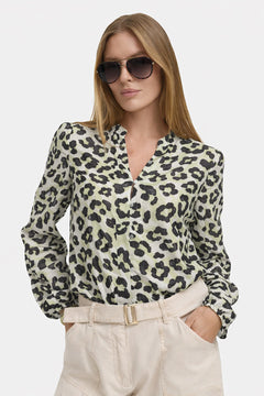 Bluse in Cotton Voile mit Print | Yellow Leo