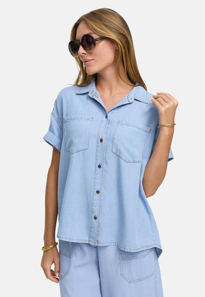 Bluse in Lyocell Denim | light Denim