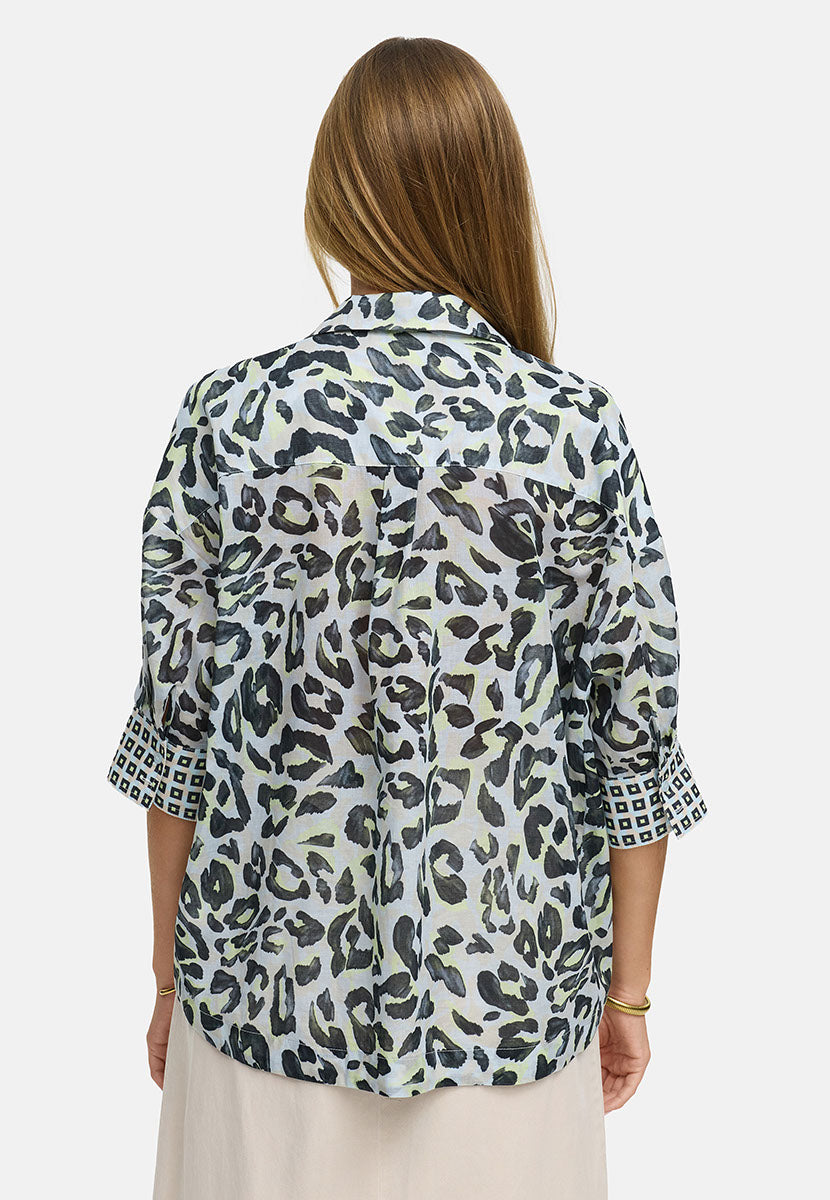 Bluse in Cotton Voile mit Print | Yellow Leo