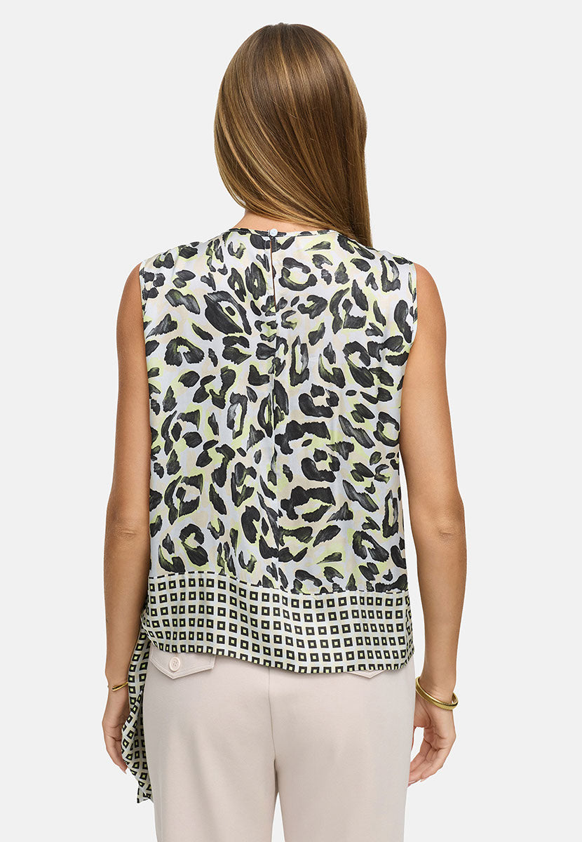 Kurzarmbluse in Viskose Satin | Yellow Leo