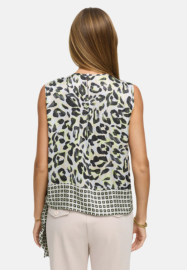 Kurzarmbluse in Viskose Satin | Yellow Leo