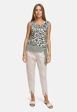 Kurzarmbluse in Viskose Satin | Yellow Leo