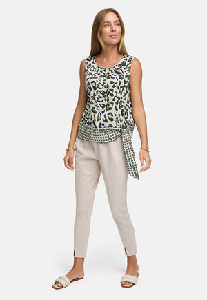 Kurzarmbluse in Viskose Satin | Yellow Leo