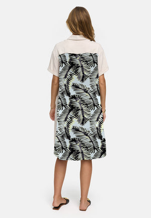 Kleid in Lyocell Garment Dye mit Rückenprint | Palm leaves
