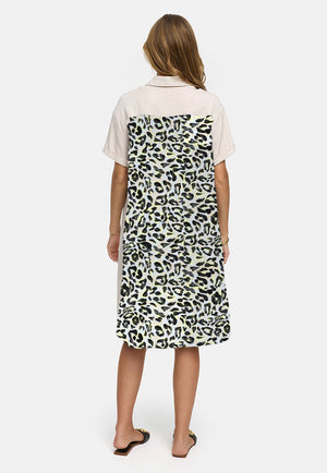 Lyocell garment-dyed dress with a back print | Yellow Leo