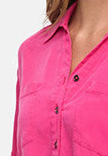 Kleid in Lyocell Garment Dye mit Rückenprint | Pink Leaves