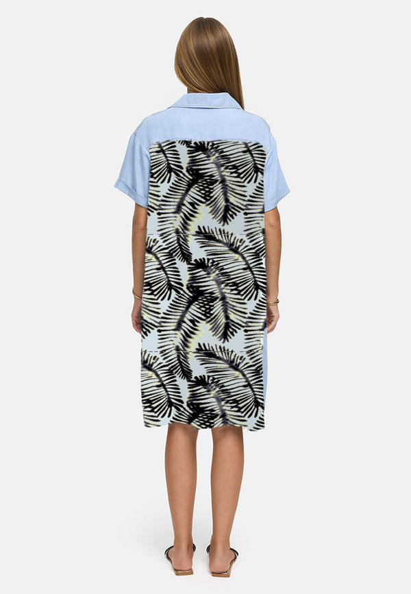 Kleid in Lyocell Garment Dye mit Rückenprint | Palm leaves
