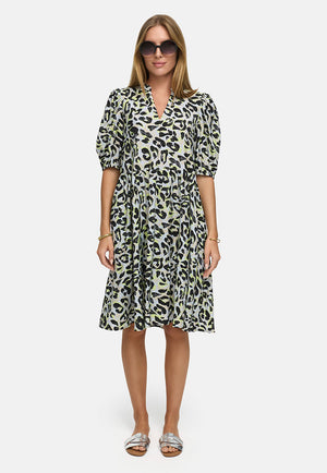 Kleid in Viskose mit Print | Yellow Leo