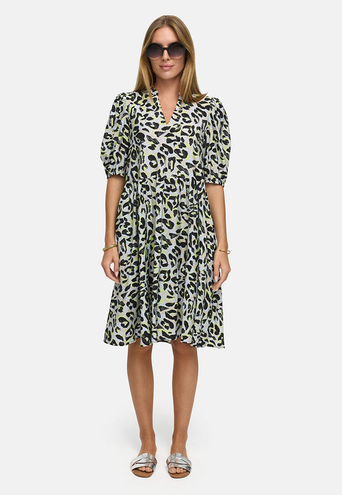 Kleid in Viskose mit Print | Yellow Leo