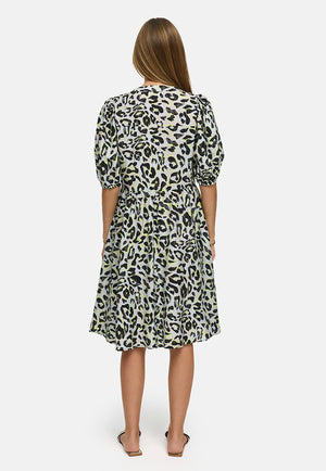 Kleid in Viskose mit Print | Yellow Leo