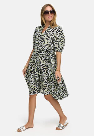 Kleid in Viskose mit Print | Yellow Leo