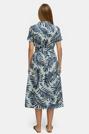 Cotton voile dress with print | Palm leaves