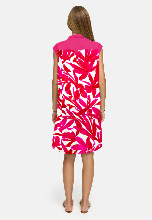 Lyocell garment-dyed dress | Pink Leaves