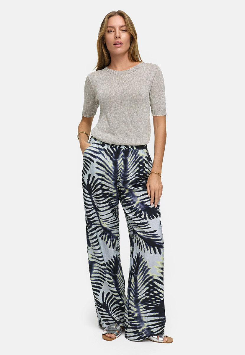 Hose in Viskose Print | Palm leaves