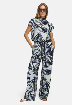 Hose in Viskose Print | Palm leaves