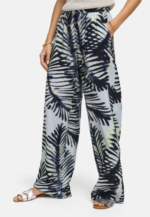 Hose in Viskose Print | Palm leaves