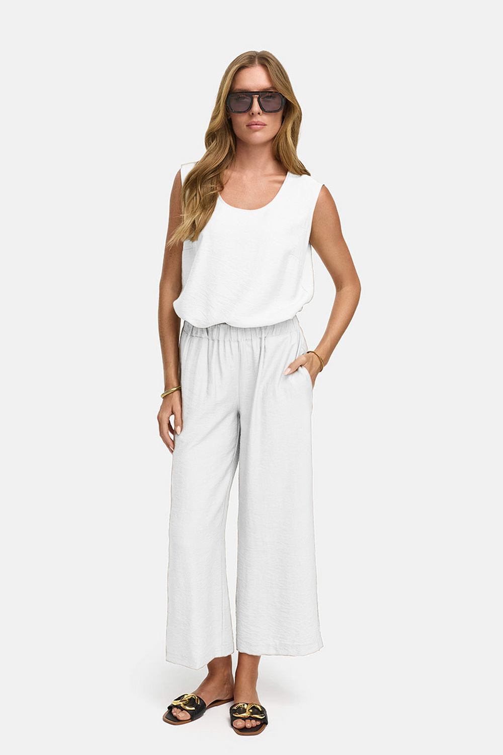 Hose in Viskose Crepe | White
