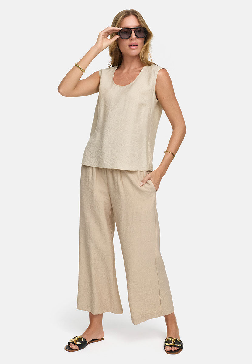 Hose in Viskose Crepe | Beige