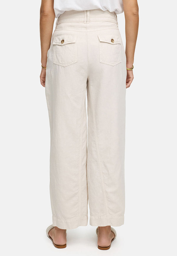 Hose in Cotton-Linen-Garmet Dye | Beige