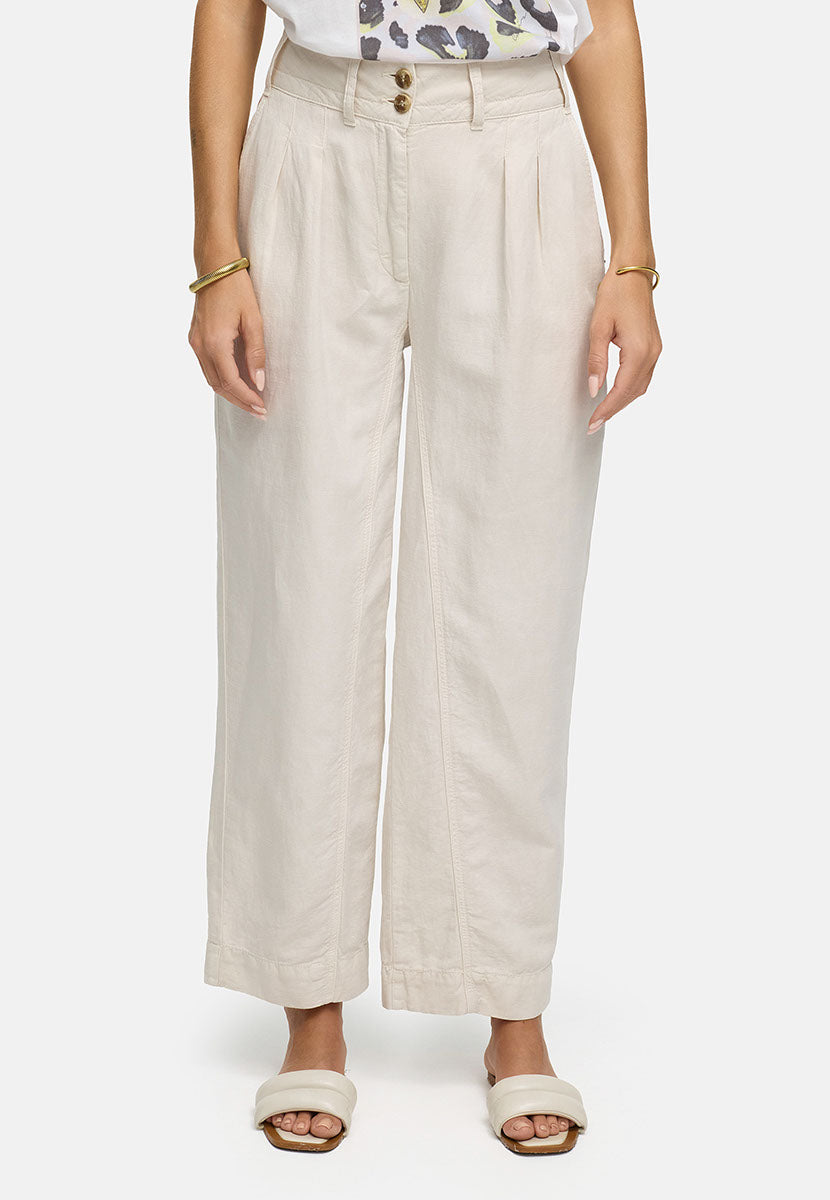 Pants in cotton-linen garment dye | Beige