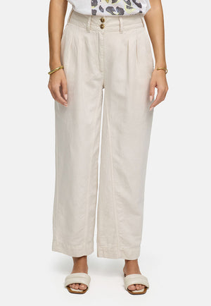 Hose in Cotton-Linen-Garmet Dye | Beige