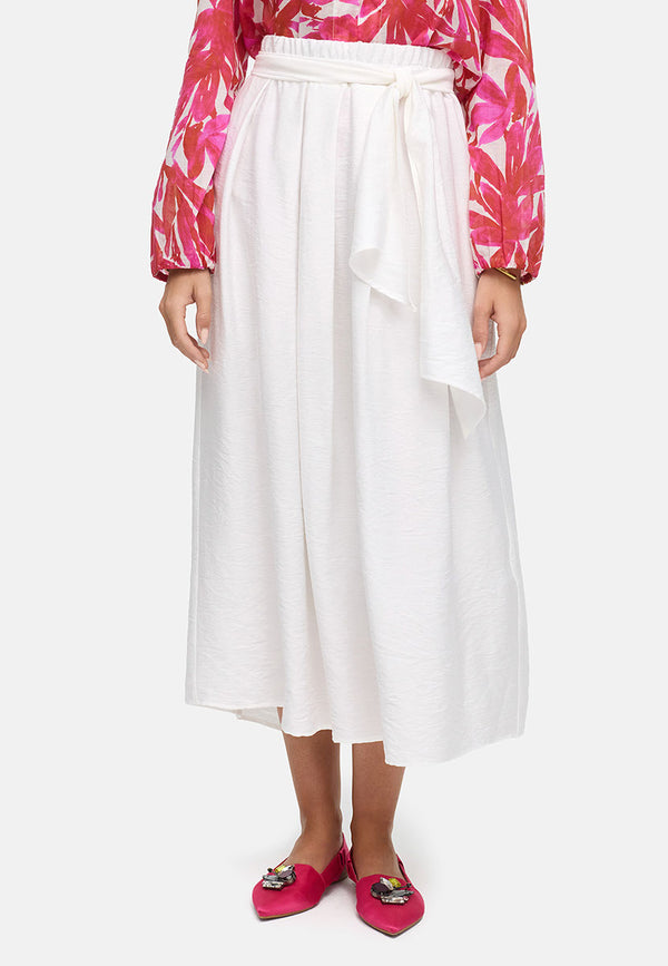 Viscose Crepe Skirt | White