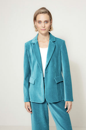 Blazer in Jersey Cord | Teal