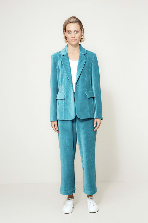 Blazer in Jersey Cord | Teal