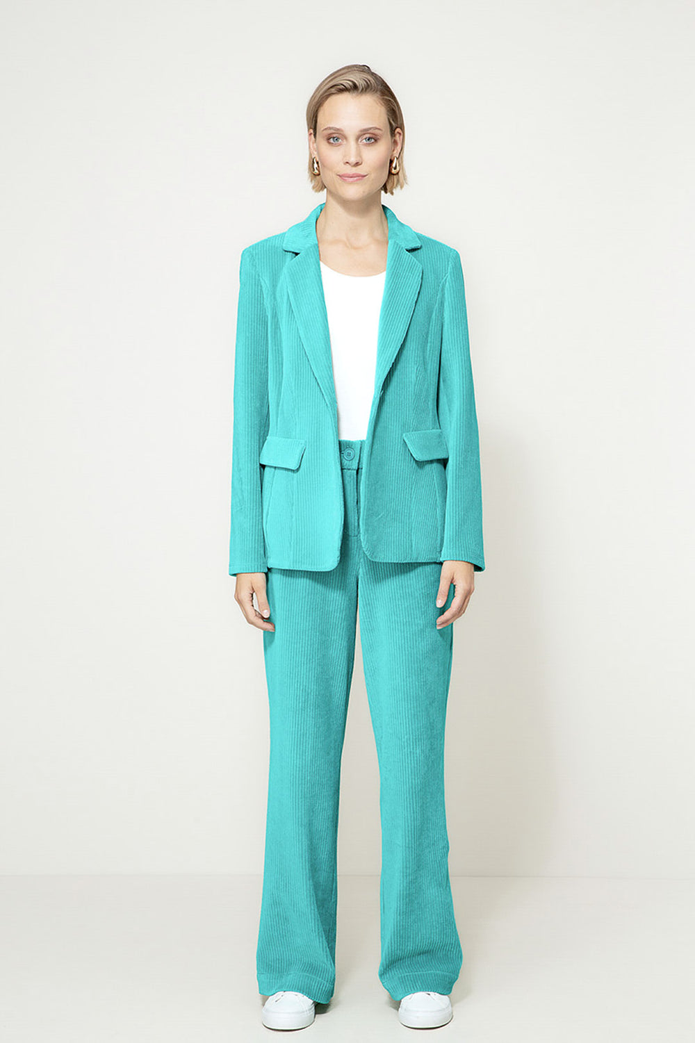 Jersey corduroy blazer | Turquoise
