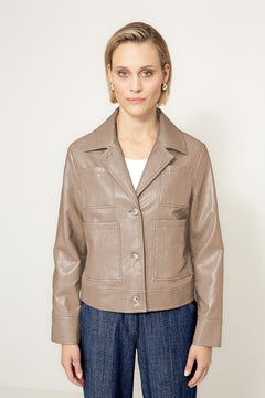 Jacke in veganem Leder | Taupe