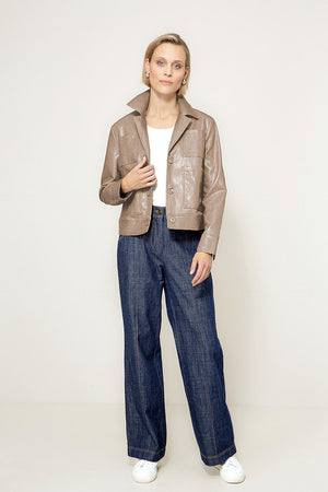Jacke in veganem Leder | Taupe