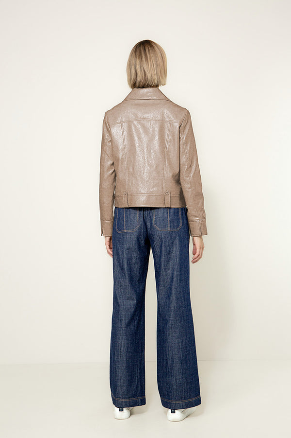 Jacke in veganem Leder | Taupe