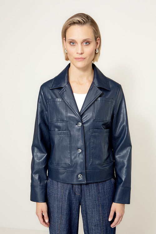 Jacke in veganem Leder | Navy