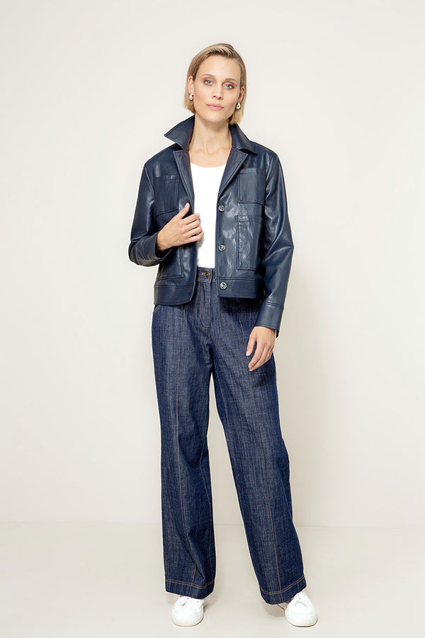 Jacke in veganem Leder | Navy