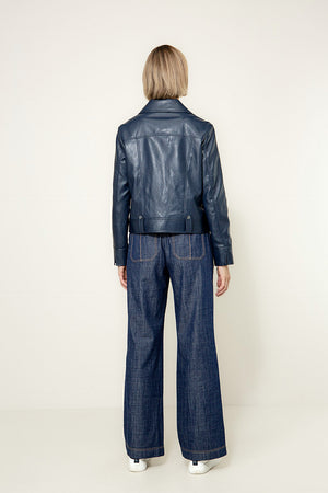 Jacke in veganem Leder | Navy