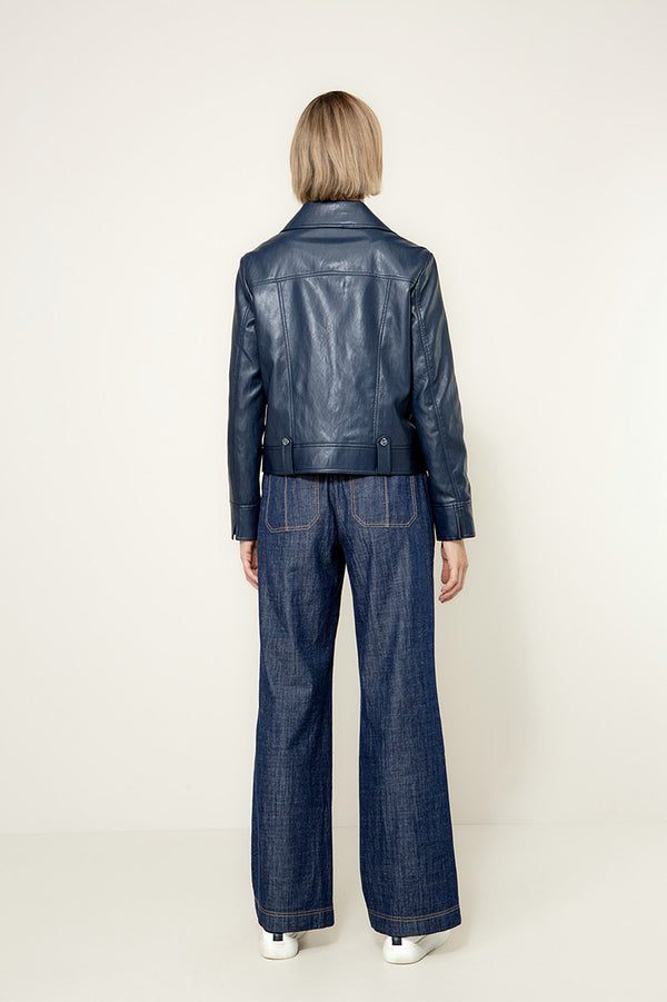 Jacke in veganem Leder | Navy