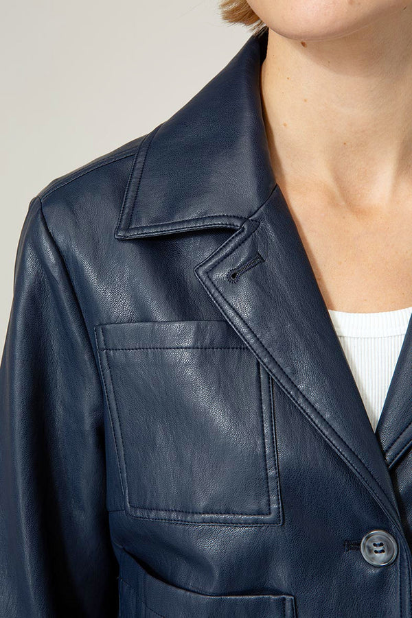 Jacke in veganem Leder | Navy