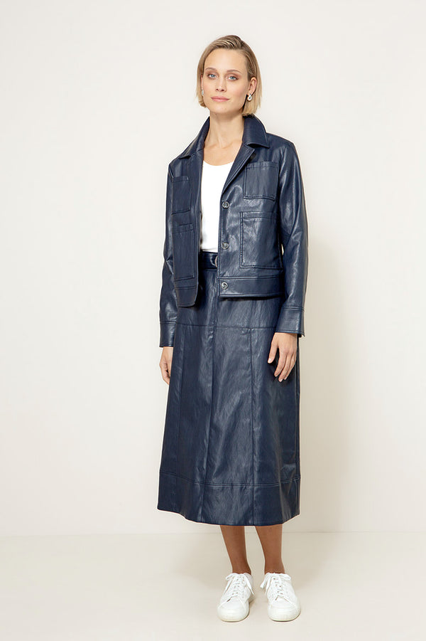 Jacke in veganem Leder | Navy